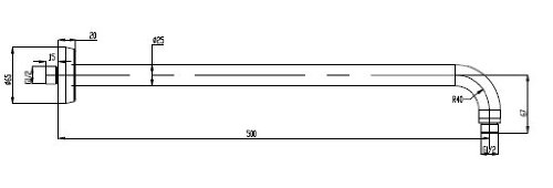DeLanwa Wandarm Brausearm für Duschkopf Regendusch Edelstahl gebürstet, rund 50 cm, 604067.0 - 2