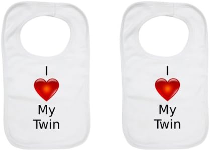 Twins Baby Bibs (Set of 2)"I Love My Twin" and"I Love My Twin" Bib Set