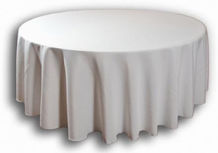 White 108"R Round Banqueting Polyester Tablecloth Wedding Reception ...
