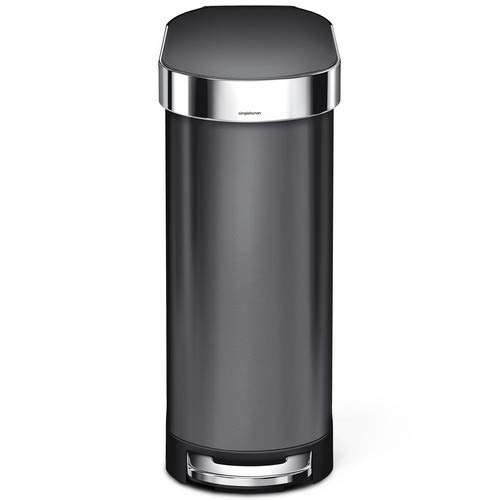 Simplehuman Poubelle à pédale Fine en Acier Inoxydable Noir 45 l