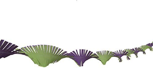 Hand Made by Aunty Mabel NOW MADE WITH NEW SUPERIOR QUALITY CREPE PAPER Hand Fringed Ceiling Decoration Streamer Party Wedding Christmas (light green and purple)