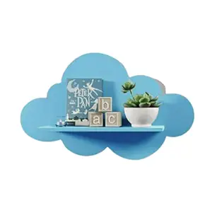 White Door Interiors & Co Wooden Cloud Design Multicolor Kids Rooms Shelves ( Set of 2 ) (White)