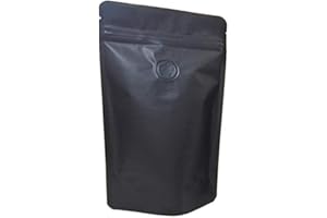 NO BRAND Tuneway 50 Piezas Papel de luminio Mate VáLvula de Café Bolsa Ziplock Papel de luminio Vertical Grano de Café VáLvula de Escape Unidireccional Bolsa Bolsa de Embalaje 250G Negro