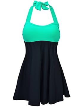 TDOLAH Damen zweiteilig Tankini mit Röckchen Shorts Badeanzug Badekleid