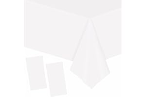YAAVAAW 137x274cm White Plastic Table Cloth Table Cover,2pcs White Party Table Cloths Christmas Tablecover Table Decorations,White Tablecloth Party for Xmas,Picnic,Wedding,Kids Birthday Tablecloths