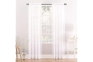 Megachest a pair of slot top voile curtains (Off White, 56" wideX63 drop 2 Panels)