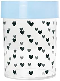 Miss Etoile Storage Canister Large Black Hearts Design with Light Blue Lid H:18 Ø:13.8cm