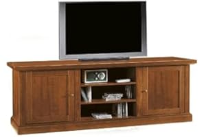 Mar.c.a. Design - Mobile Porta TV Soggiorno in Legno di Pioppo, Misure 160x46x56 CM, Qualità Made in Italy (2 Ante + 3 Vano Centrali, Noce Scuro)