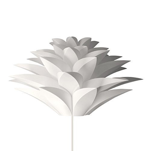 kwmobile Lampenschirm Puzzle Lampe DIY / Durchmesser 50 cm / für Deckenleuchte oder Hängelampe / Lotus Flower Design / weiß - 5