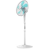 Cecotec Ventilateur de Sol ForceSilence 530 Power Connected White. 5 Pales de 12' (30cm) de Diamètre, 3 Vitesses, Moteur en Cuivre, Grille Rotative, Télécommande sans Fil , Minuterie de 2 h, 50 W.