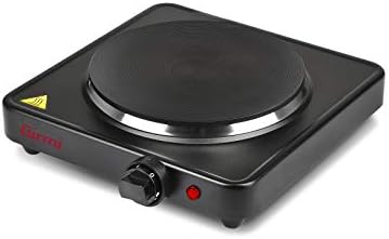 Girmi PE26 Piastra Elettrica in Ghisa, 1500 W, Singola, 5 livelli di regolazione temperatura, Diametro 18.5 cm, Nera