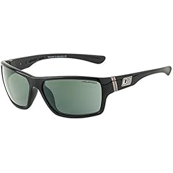 Dirty Dog Gafas de sol Wayfarer Wrap Storm en negro con verde polarizado Lens (53346)