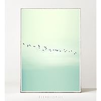 Kunstdruck / Bild THE JOURNEY -ungerahmt- Vögel, Schwarm, abstrakt, Himmel, Vintage, Pastel, Natur, Landschaft, skandinavisch