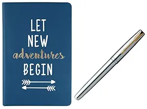 Doodle Adventures of The Mind Hard Bound Non Dated Diary (5.5 X 8.5 Inches, 80 GSM, 192 Ruled Perforated Pages) A5 Diary & Parker Frontier Stainless Steel GT Roller Ball Pen