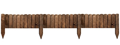 Rollboarder als Steckzaun in 200 cm Länge, Zaunhöhe 20 cm aus Holz als Beeteinfassung, Beetumrandung, Rasenkante oder Palisade – in Naturfarbe – wetterfest imprägniert, Farbe:braun - 6