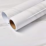 1.Material:PVC AdorabPaper Autoadhesivo Imitación Mármol Adhesivo Impermeable Alta Temperatura Cocina Muebles Renovación Papel Pintado Blanco 60cm X 200cm (23.6in X 78.7in)