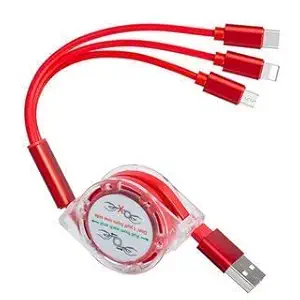 Gilary USB Data Sync 3 in 1 Type-C Charging Cable (Multicolour)