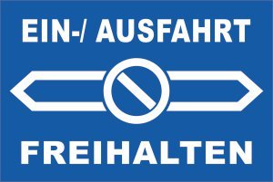 Ausfahrt / Einfahrt freihalten Schild -155s- Tag und Nacht freihalten 29,5cm * 20cm * 2mm, mit 4 Eckenbohrungen (3mm) inkl. 4 Schrauben - 3