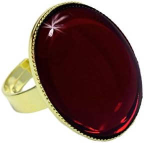 24K Gold Plated Classic Ring Universal Adjustable Size Oval 25mm x 18mm Ruby Red Glass Czech Stone Handmade BohemStyle