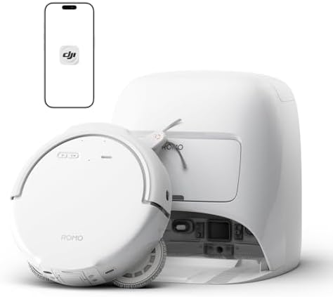 DJI ROMO S Robot Aspirapolvere Lavapavimenti con Mappatura, 25000 Pa, Rilevamento Ostacoli a Livello di Drone, Antigroviglio, Stazione Base Autopulente, 200 Giorni senza Manutenzione, Bianco