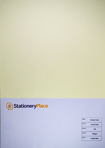 Stationery Place Thin Ivory / Cream Card 160 GSM A4 100 Sheet Pack