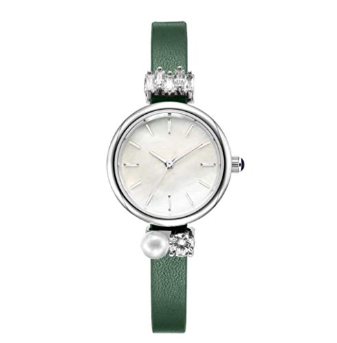Preisvergleich Produktbild ADAHX Damenuhr, Edelstahluhr, wasserdichter Diamant einfache runde Quarzuhr, geeignet für Geburtstag, Jubiläum, Muttertagsgeschenke,Green