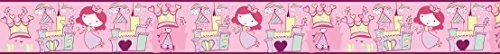 Princess Castle Design Children's Self Adhesive Vinyl Wallpaper Border 15cm Wide 5 Metre Long