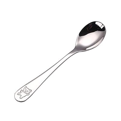 Ruikey Set de Vaisselle Bébé sans BPA,Cuillère à Soupe Ronde en Acier Inoxydable pour Enfant