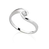  Bossoro Gioielli- Anillo para mujer de plata 925/1000, solitario con circonita cubica brillante de diametro 3.50 mm.