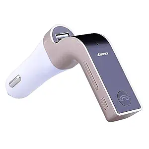 Pora's Car G7 Turbo Charging LCD Bluetooth Car Charger Fm Kit Mp3 Transmitter USB Hands-Free Mobile with Aux Cable for All Smartphones