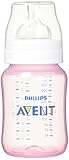 Anillo adaptador Philips Avent SCF565/17 - Biberón Classic+ de 260 ml, tetina de flujo para recién nacidos, anticólico, color Rosa transparente