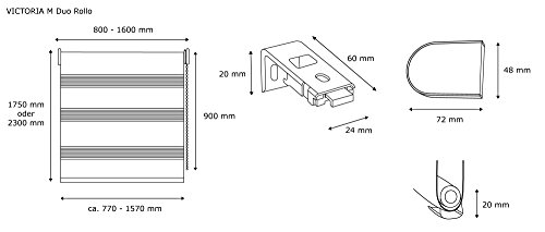 Doppelrollo, 150 x 175 cm, weiss, VICTORIA M Duo-Rollo - 9