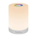 FiDi Tek LED Night Light, Touch Control Chargeable Smart Bedside Table Lamp,Dimmable RGB Color Changing Modes for Kid Baby Bedroom,Office and Camping, Acrylonitrile Butadiene Styrene, 2.4 W
