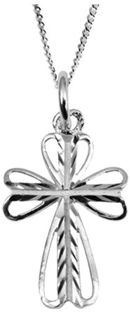 Sterling silver decorative cross. Perfect gift for a new baby or to celebrate a Christening, Baptism or Confirmation.