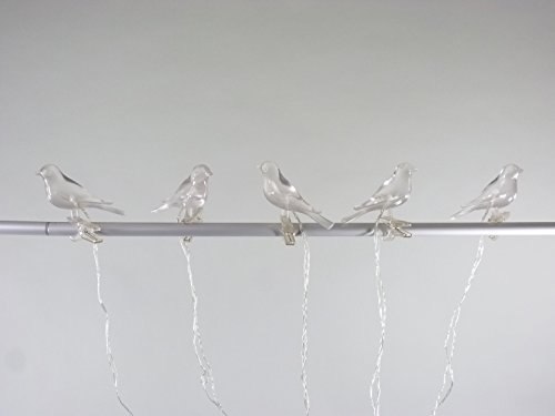 Solar Lichterkette 5 flammig Vogel mit Clip zum Klemmen, LED weiß Solarleuchte Dekoration - 5