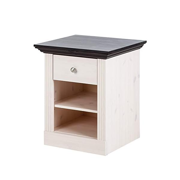 Steens Monaco Stain 1-Drawer Bedside Table, Whitewash/Dark Finish - Image 5