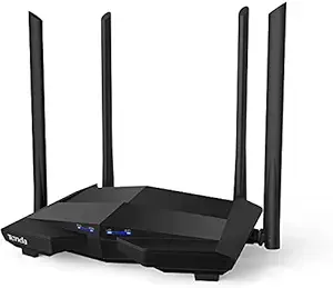 Tenda AC10 AC1200 Wireless Smart Dual-Band Gigabit WiFi Router, MU-MIMO, 4 Gigabit Ports, 867Mbps/5 GHz+ 300Mbps /2.4GHz, Support VPN Server, WiFi Schedule, (Black, Not a Modem)