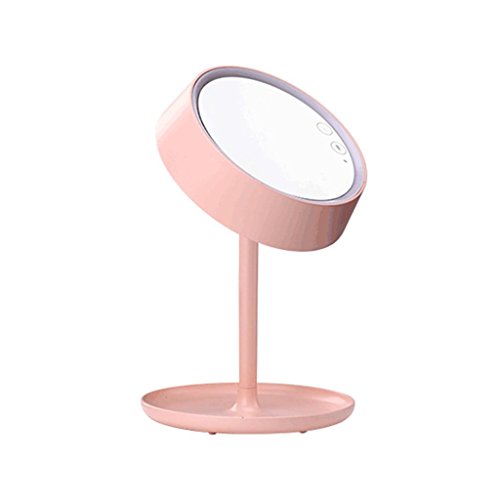 Preisvergleich Produktbild XIXI Schminkspiegel Schreibtischlampe Touch-Schalter Led, Tischspiegel Smart Brightness Chargable betrieben 180 Grad Free Rotation Kosmetik Make-up Spiegel Lampe und Leselampe (Pink)
