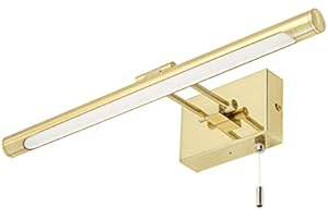 LITECRAFT Picture Bathroom LED Wall Light with Pull Cord Switch - Brass (Satin Brass)