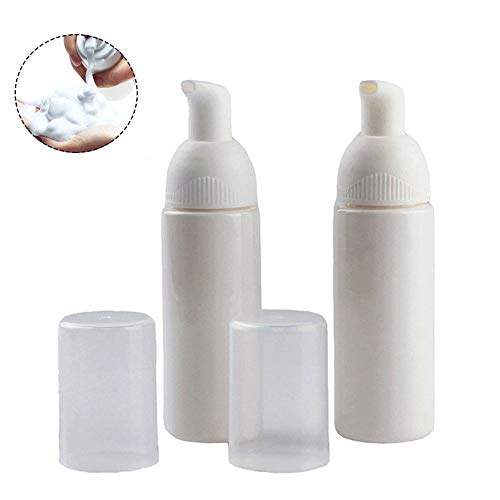 KeCool Dispensador de Espuma de jabón de Botella de plástico de Espuma de 50 ML - Relleno portátil vacío Espuma de jabón de Mano Suds Tipo de Espuma de Viaje (Paquete de 2, Blanco)