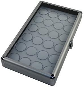 Regal Pak ÃƒÂ‚Ã‚Â® Silver Color Full Size Aluminum Case W/ Locker And Glass Top 14 3/4 X 8 1/4 X 2 1/8H With White Foam W/ 24 Large Jars 14 -1/4 X 7-3/4 X 3/4H;1 3/4Dia Jar (Jewelry Not Included) by Regal Pak