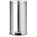 Brabantia Pedal Bin - Cubo de basura, 45 litros, tapa silenciosa, cubo interior de plástico extraíble, acero mate anti-huellas