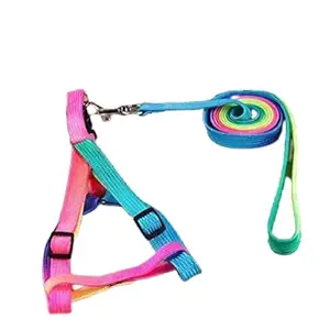 PSK PET MART Colourful Adjustable Nylon Puppy Leash Harness, Suitable for Puppy (15 mm Multicolour)
