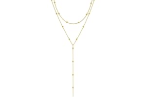 JchEnye 1 Pièce de Collier en Y Pour Femmes - Chaîne Longue en Acier Inoxydable Orné de Plusieurs Rangées - Bijoux Élégant et Minimaliste pour Femmes - Comprend Boîte à Bijoux