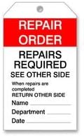 Supreme-Optimised BRADY - 256500 - TAG, REPAIR ORDER, 175 X 100MM Pack of 10