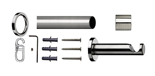 Tilldekor Gardinenstange ANDRAX, edelstahl optik, Ø 20 mm, 1-Lauf, 240 cm, inkl. Trägern und Ringen - 2