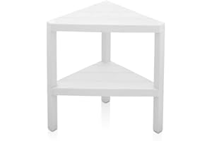 DIVCHI 2 Tier Corner Shelf Triangle Space-Saving Freestanding Shelving Unit | Storage Shelves | Display Rack | Bookcase | Kitchen Stand | Living Room Organiser | Bedroom Bookshelf (White)