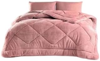 TeksNil Home Çift Kişilik Çift Taraflı Pembe Welsoft Yorgan 195 X 215 Zigzak - Damla - Baklava Desen