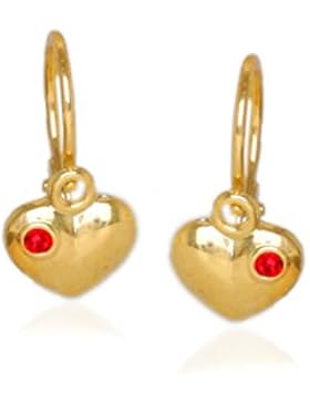 MyGold Herz-Ohrhänger Ohrringe Gelbgold 333 / 585 Gold 12mm x 6mm Herzchen Herzform mit Steinen 2 Zirkonia Taufe...