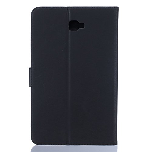 Romtronic Lederhülle Leder Tasche Case Cover für Samsung Galaxy Tab A 10.1 2016 (SM-T580 SM-T585) Hülle PU Schutz Etui Schale Feather Muster Design Backcover Flip Cover Wallet Case mit Standfunktion Karteneinschub und Magnetverschluß (schwarz) - 3